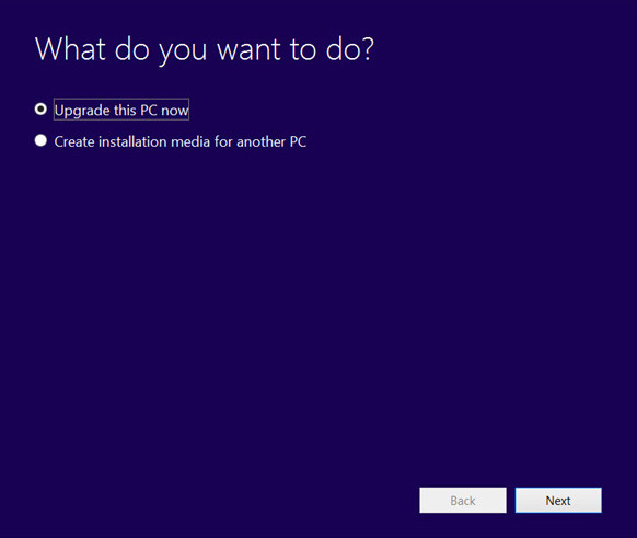 Windows upgrade screenshot